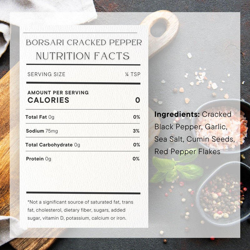 Borsari Cracked Pepper Seasoning Blend - Fresh Cracked Black Pepper