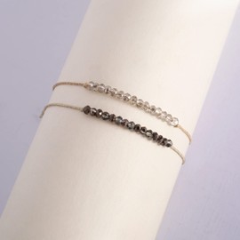 Elegance 11 designs Natural Crystal Friendship Bracelet Best Friend Bracelet for, Bracelets Adjustable for Couple Family Women Friendship gifts 2PC