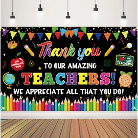 Thank You Teachers Backdrop Large Size Thank You Teachers Banner for Teacher Appreciation Week Decorations School Classroom Office Decor Supplies