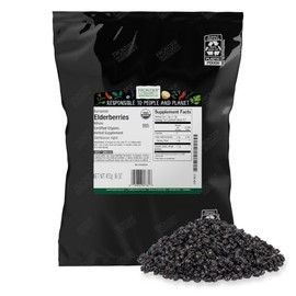Frontier Co-op Organic Dried Elderberries, European Whole - Non-GMO Elderberry Berries Dried - For Tea, Immune Support - Kosher | 16 Ounce (Pack of 1)
