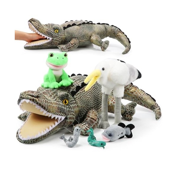 Leyndo 6 in 1 Alligator Plush Toy Set Large Crocodile