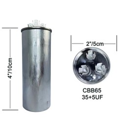 35 5 uF Dual Run capacitors 35/5 uF AC Capacitor 370 or 440 VAC Dual Run Start Air Conditioner Round Capacitors 35+5 MFD CBB65B for Motor Run or Heat Pump Air Conditioner or Condenser Straight Cool