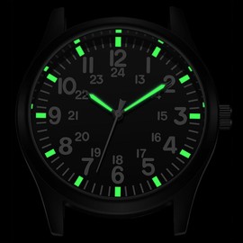 HUNRUY Super Luminous Ultrathin Watch for Men Waterproof Sport Analog Quartz Nylon Band Wristwatch (Black-Green)