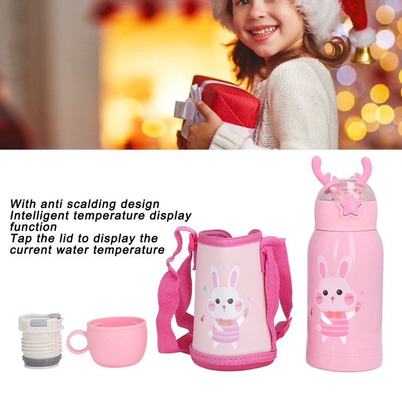 500ml Kids Stainless Steel Straw Thermal Insulation Cup Temperature Display