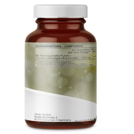 LINEAVI Ashwagandha 150 Capsules Organic, Finely Ground Ashwagandha Powder in Organic Quality, from the Indian Ayurveda Teaching, Natural and Vegan