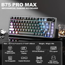 YUNZII B75 PRO MAX 75% Mechanical Keyboard (Black, Cocoa V2)