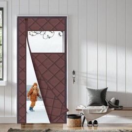 WochiTV Magnetic Thermal Insulated Door Curtain Fits Door Size 32" x 82", Durable Waterproof Cloth, Polyester Fiber Filling, Weatherproof, Windproof, Reduce Noise, Visible Panels, Brown