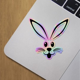Holographic Decal Stickers of Bunny Face Premium Waterproof Vinyl Decal Stickers for Laptop Phone Accessory Helmet Car Window Mug Tuber Cup Door Wall Decoration ANDVER3d1438bHO