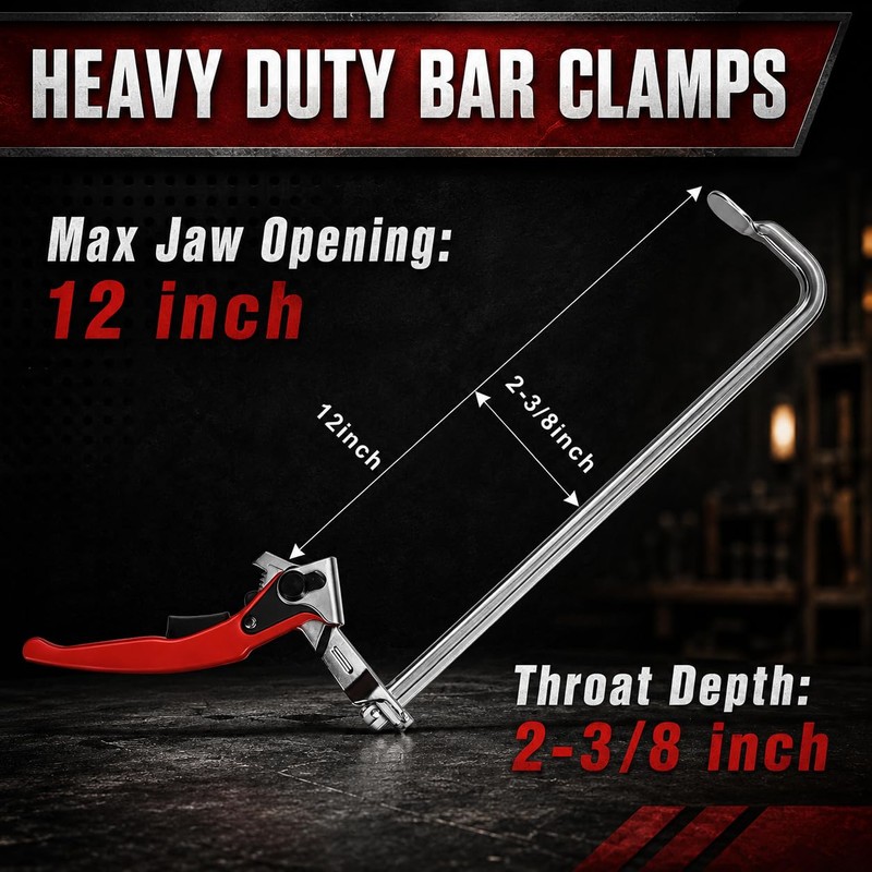 12-Inch 6-Pack Ratcheting Bar Clamps Set, 330 lbs Load Limit