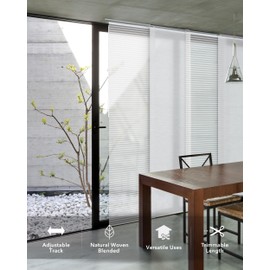 GoDear Design Adjustable Sliding Panel Hanging Room Dividers, Vertical Blind for Windows Doors, Extendable Track from 45.8" to 86" W, Trimmable Panel Curtains Up to 96", Semi-Sheer, Eclipse