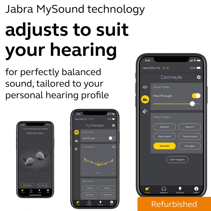 Jabra Elite 75t Titanium Black Voice Assistant Enabled True Wireless
