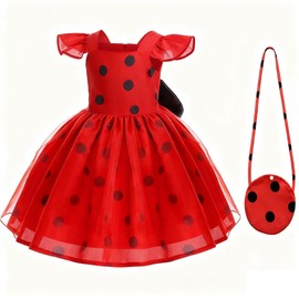 Mprocen Children's Cosplay Polka Dot Dress, Princess Dress, Children's Tutu, Dress, Polka Dot Pattern, Cute, Halloween Costume, Stage Costume, Girls, Fancy Dress, Dance Costume, Stage Disguise (43.3