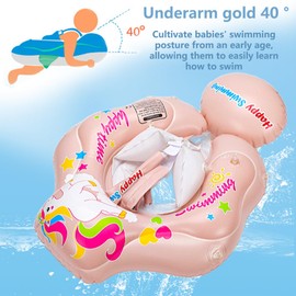 DXIA Baby Swimming Float, baby pool float with canopy, Inflatable Baby Swimming Float with Safe Seat, Baby Swimming Ring, inflatable float seat for Age 12-36 Months Toddlers, Pink