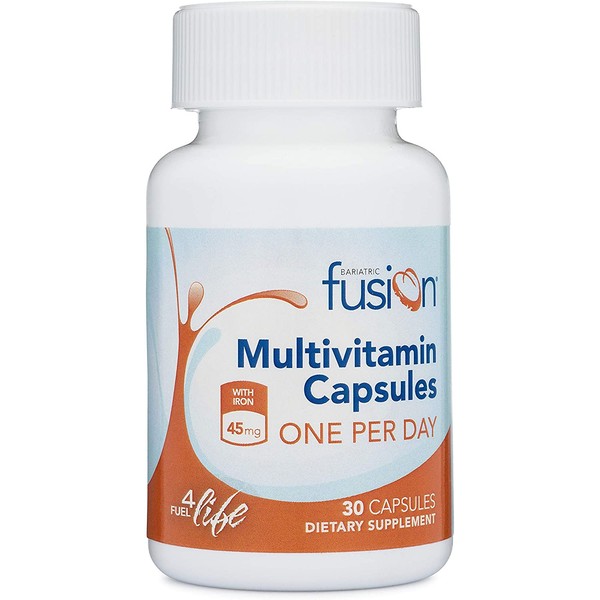 Bariatric Fusion Bariatric Multivitamin ONE per Day Capsule with 45mg of Iron for Post Bariatric Surgery Patients Including Gastric Bypass and Sleeve Gastrectomy, 30 Count, 1 Month Supply