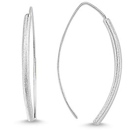 Vinani Earrings Design V Shape Curved Brushed 925 Sterling Silver Earrings 2OHY, Sterling Silver