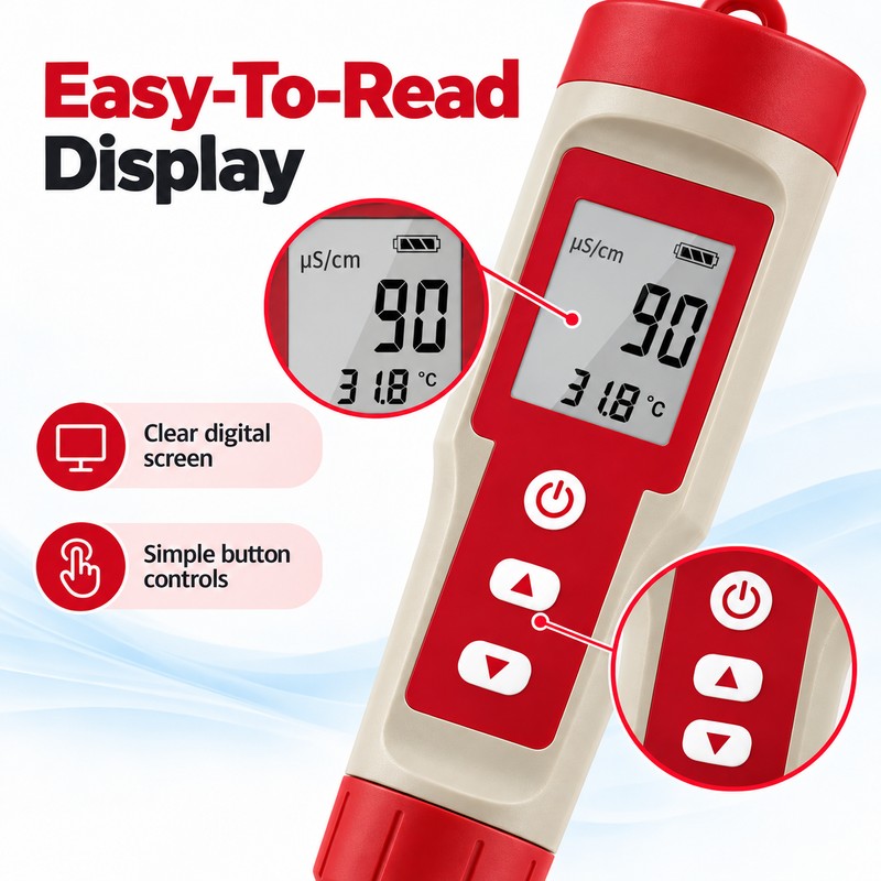 4-in-1 Digital Water Quality Tester for pH, TDS, EC &