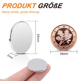 Pack of 18 Neodymium Magnets Strong, 25 x 2 mm Small Round Strong Strong Magnets for Fridge, Whiteboard, Craft, Office, Rare Earth Magnet with Double-Sided