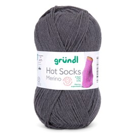 Gründl Hot Socks Merino Sock Wool Anthracite with Merino Wool, 4-Ply 50 g / 200 m, Sock Yarn 4-Ply Plain (13 Anthracite)