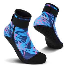 Yikayin Neoprene Socks, 3 mm Watt Socks, Diving Socks for Men, Women, Swimming Socks, Beach Socks for Snorkelling, Kayaking, Jet Skiing, SUP, purple leaves