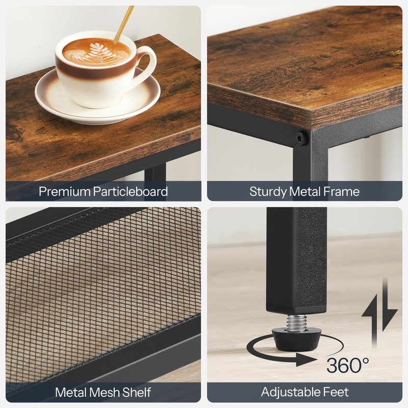 HOOBRO Console Table, Narrow Side Table, Sofa Table, 4-Tier Industrial