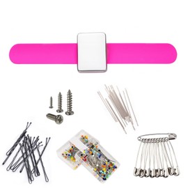 JZK Magnetic Wrist Sewing Needle Cushion, Magnetic Bracelet for Sewing Needles, Needle Holder Bracelet, Portable Arm Pin Cushion, Pink