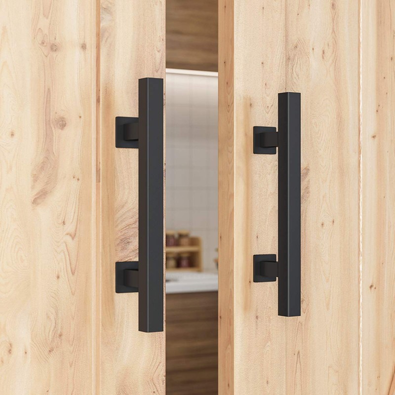 SMARTSTANDARD 2PCS 12" Pull and Flush Barn Door Handle Set,