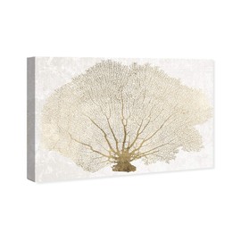 The Oliver Gal Artist Co. Nautical and Coastal Wall Art Canvas Prints Coral Fan' Home Décor, 30" x 20", Gold, White