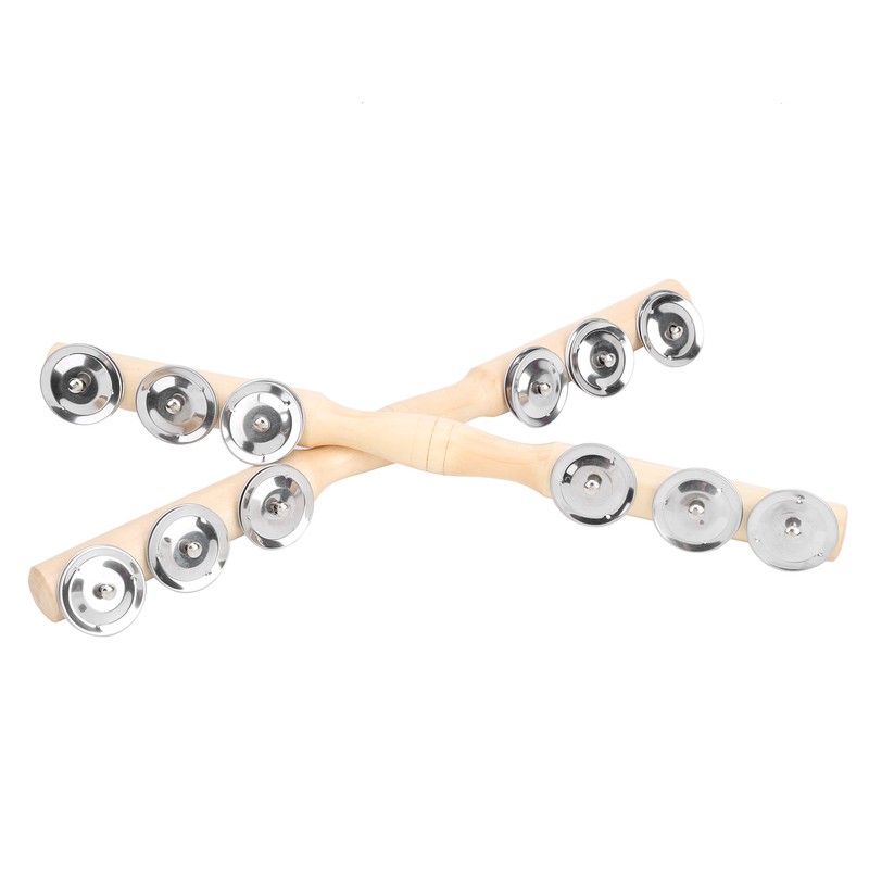 2Pcs Children Percussion Musical Toy Wooden Hand Bell Rattle Shaker