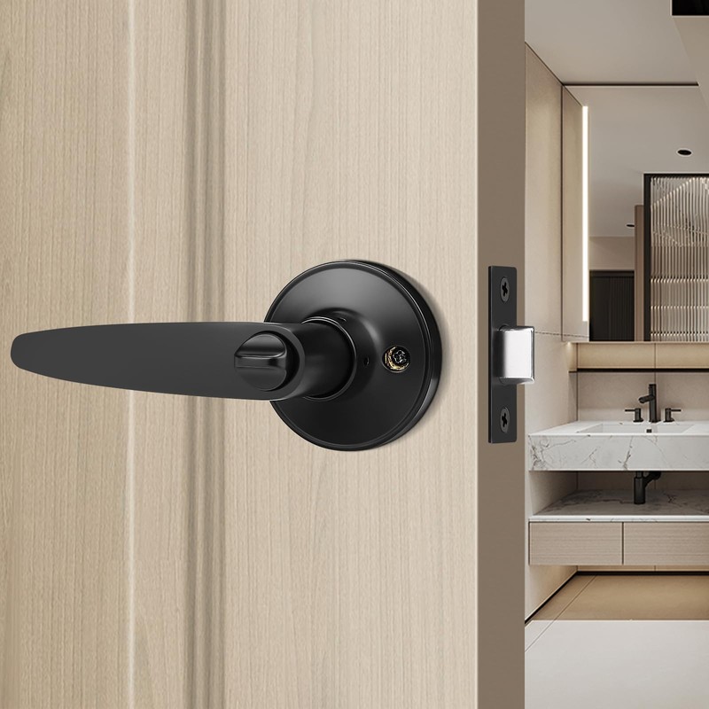 Probrico 2 Pack Entrance Door Levers Door Lock in Black,
