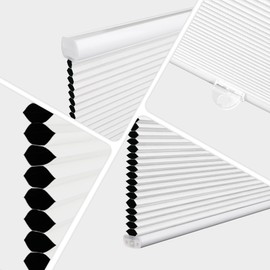 Grandekor Blackout Window Blinds and Shdes Cordless Cellular Shades, White-White, 34x36 inch