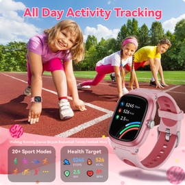 Kids Smart Watch for Boys Girls, Fitness Activity Tracker Watch with Heart Rate Sleep Monitor,Waterproof Pedometer,20 Sports Modes,Calories Counte (Litght Pink, Normal)