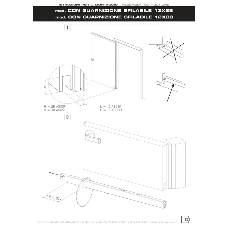 Gedotec Lowerable floor seal, 1 piece door seal, one-sided release,