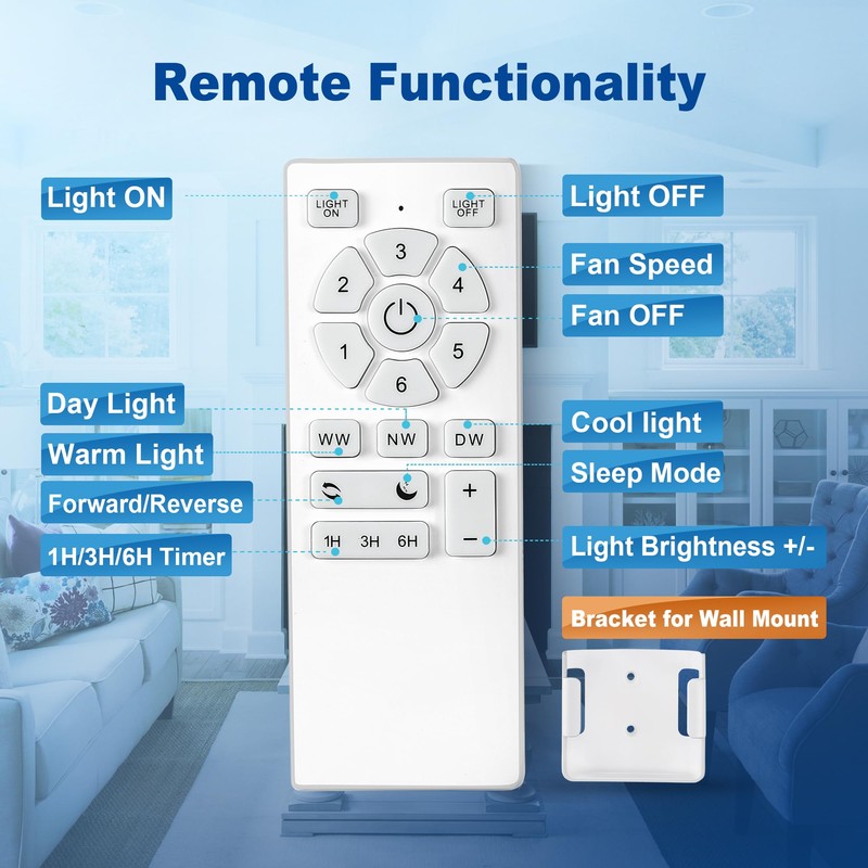 Rayqueen 42 Inch Ceiling Fans with Lights and Remote,Flush Mount