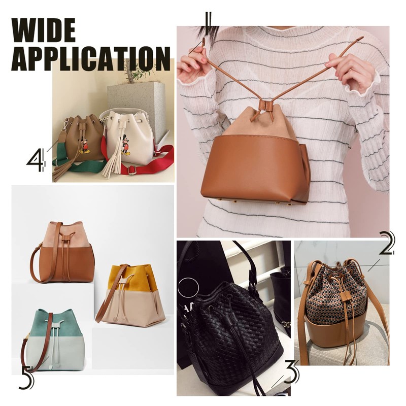 WADORN 2 Pieces 2 Colours PU Leather Drawstring for Bucket