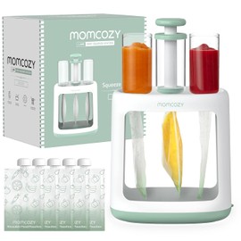 Momcozy – Estación de Compresión y Rellenado para Comida de Bebé y Purés Caseros, Libre de BPA, Apta para Lavavajillas, con Bolsas Reutilizables para Bebés y Niños Pequeños, Fácil y Práctico