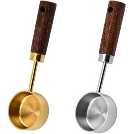 2Pcs Coffee Measuring Scoop Spoon Short Stainless Steel Coffee Scoop Handle Coffee Spoon for Ground Coffee (Silver+Gold, One Size（15ml）)