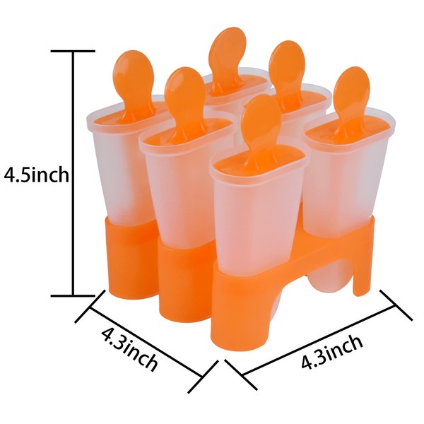 Wellehomi Ice Lolly Moulds Reusable DIY Frozen Ice Cream Pop Molds Ice Lolly Makers with Base Green or Orange