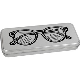Azeeda 'Pair of Glasses' Metal Hinged Stationery Tin/Storage Box (TT00236842)