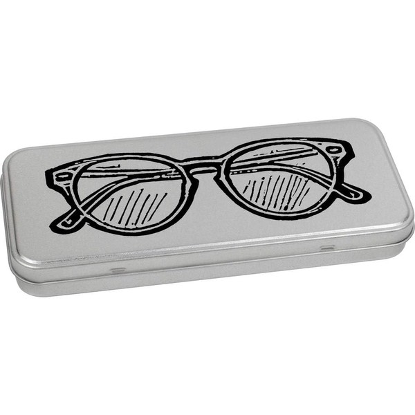 Azeeda 'Pair of Glasses' Metal Hinged Stationery Tin/Storage Box (TT00236842)