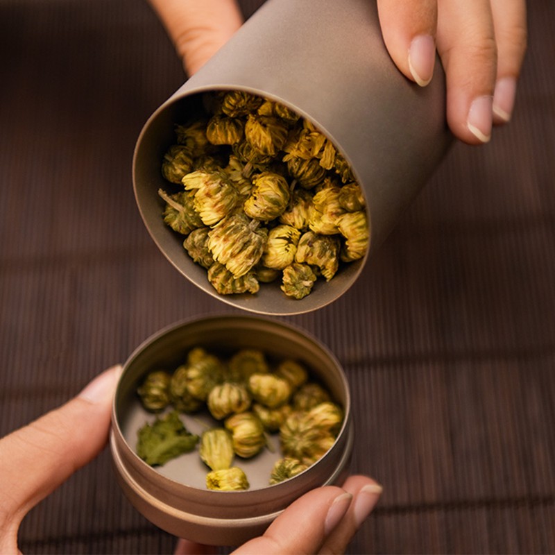 TOMSHOO Tea Tin Jar 35ml/80ml/120ml/200ml Lightweight Titanium Tea Storage Canister