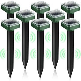 8 Pack Mole Repellent Solar Powered, Gopher Repellent Ultrasonic Groundhog Repeller Mole Stakes Deterrent, Solar Rodent Repeller Vole Repellent Spikes Snake Rodent Repellent for Lawns Yard