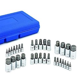 J&R Quality Tools Hex Allen Bit Socket Set, SAE and Metric, S2 Steel |32-Piece Set