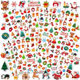 UPINS Christmas Stickers for Kids, 12 Sheets Holiday Stickers 3D Puffy Stickers Cute Snowman Reindeer Tree Santa Foam Stickers Decals for Christmas Party Favors Scrapbooking DIY Crafts