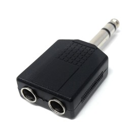 DRUT 1pcs 6.35mm 1/4 inch Stereo Jack Splitter Cable Adapter Lead 1 x Plug to 2 x Sockets, Male to Female (Silver Black)