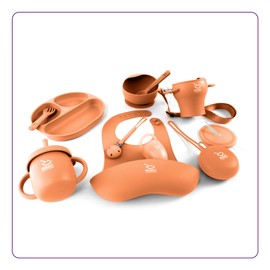 Inspire Joyful Mealtimes with Our Silicone Baby Feeding Set - Ergonomic Baby Bibs, Plates and Utensils Set, Suction Baby Plates and Bowls Set - Perfect for Boys, Girls, Babys - Platos para Bebe