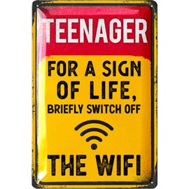 LANOLU Retro Tin Sign Teenager Wifi - Cool Gifts for Teenagers as Door Sign Gaming, Teenager Room Decoration, Gifts for Teenagers 20 x 30 cm