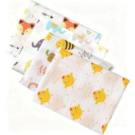 Manta Receptora para Bebé, Set de 4 Muselina de Algodón para Niño, 100% Algodón,110 x 110cm, Frazadas Protectoras de Temperatura, Mantas Hipoalergénicas, Artículos Esenciales Recién Nacidos(A)
