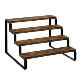 4-Tier Wood Display Riser Stand, Cologne Perfume Organizer Stand, Spice Rack Organizer, Kitchen Cabinet Countertop Pantry Rustic Display Shelf for Spice, Liquor, Figure, Dolls Collection(13.8in)