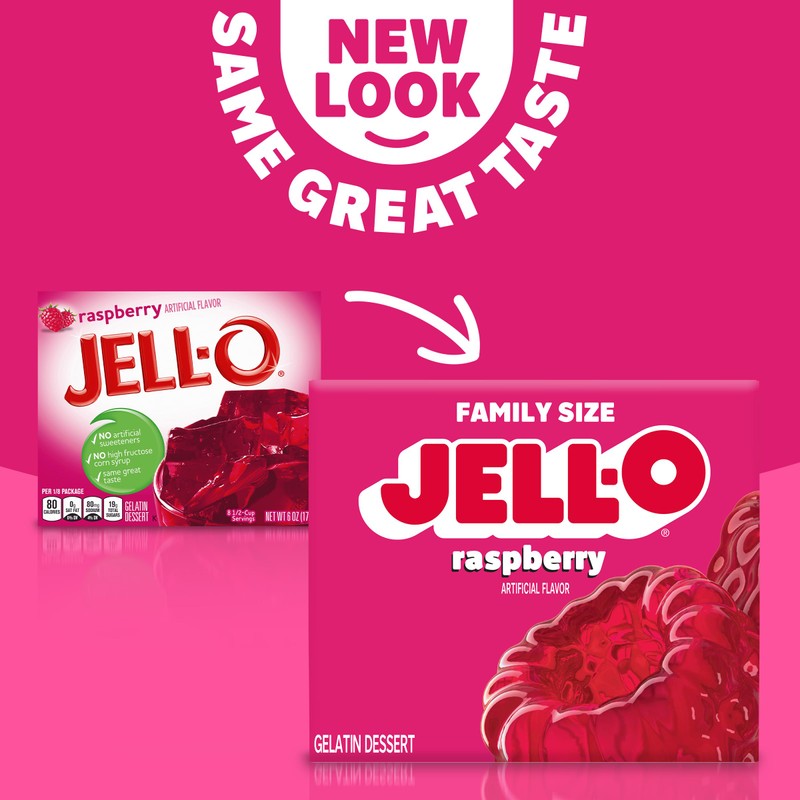 Jell-O Raspberry Gelatin Mix (6 oz Boxes, Pack of 6)