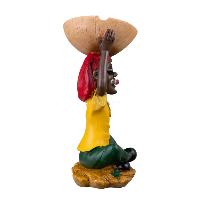 8" Medium Rasta Jamaican Man Holding Bowl Polyresin Ashtray Decoration